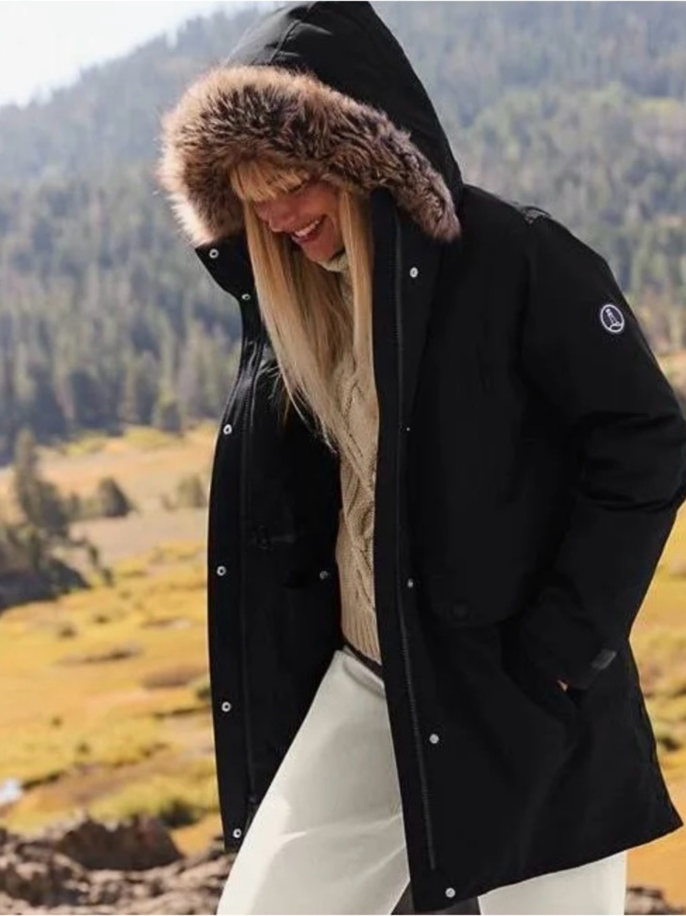 Lands' End Expedition Down Waterproof Winter Parka Black Hooded Size XL 18 Tall
